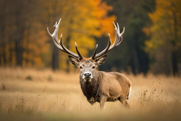 Naklejka na ściany i meble deer stag in the wild generated ai