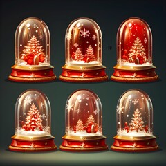 Set of Glass snow globe Christmas decorative design