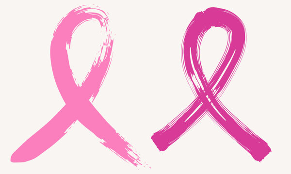 Breast Cancer Awareness Month ribbon element. Hand drawn pink crayon ribbon. 15 October. awareness symbol, for flyer and poster.