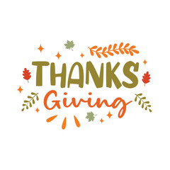 Thanks giving typography vector with fall element