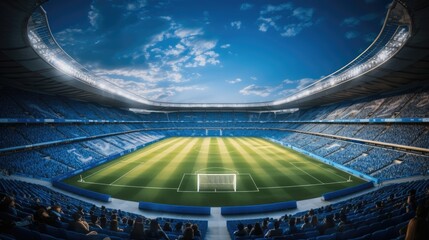 Soccer stadium blue tone.