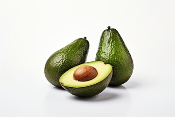 Luscious, ripe avocado, perfectly isolated on a pristine white background, inviting you to savor its vibrant green hues and creamy texture. Generative AI
