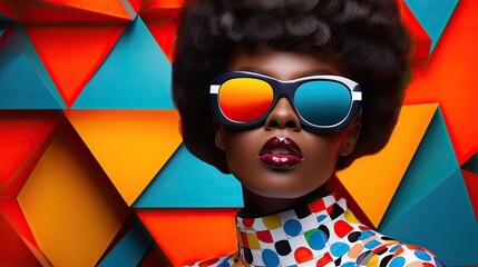 Black trendy model wearing sunglasses