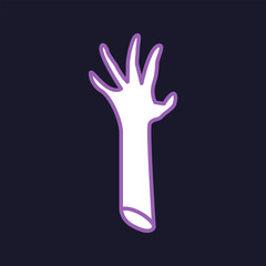 Dead man's hand icon in naive style in purple tones.