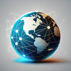 Internet connection. A logo depicting a world connected by a network