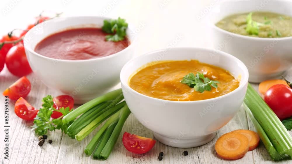 Poster selection of healthy vegetable soup