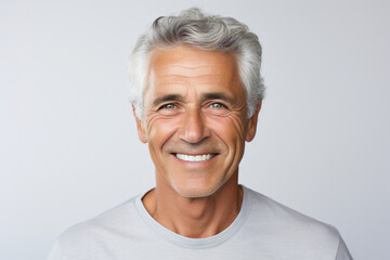 Generative AI picture of cheerful man after whitening teeth procedure in dental clinic isolated on white background