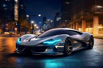Fototapeta na wymiar Generative Ai picture of expensive modern futuristic sports car racing
