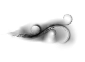 Abstract black puffs of smoke swirl overlay on transparent background pollution. Royalty high-quality free stock PNG image of abstract smoke overlays on white backgrounds. Black smoke swirls fragments