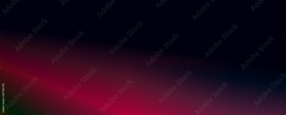 Poster Background with trendy gradient and noise. Red and pink and black and green colors. Glare from lenses, overlay texture. Vector banner with dust and smooth color transition