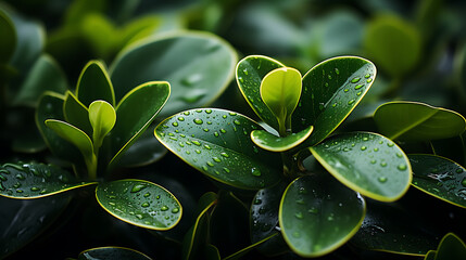Macro shots of natural green rubber plant - obrazy, fototapety, plakaty