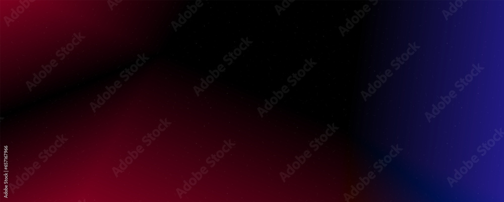 Poster Background with trendy gradient and noise. Red and blue colors. Glare from lenses, overlay texture. Vector banner with dust and smooth color transition