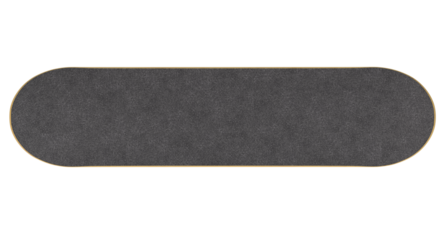 wooden skateboard top view isolated on white.