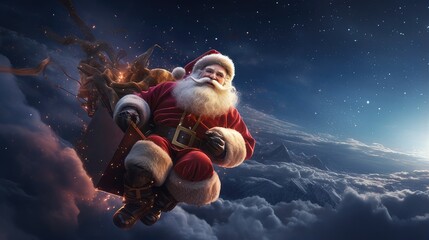 santa claus riding a sleigh - Powered by Adobe