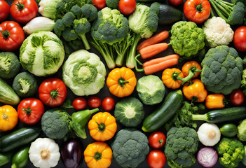 Collage of many different vegetables. Generative AI