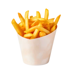 Poster french fries with paper box isolated on transparent background. © zeenika