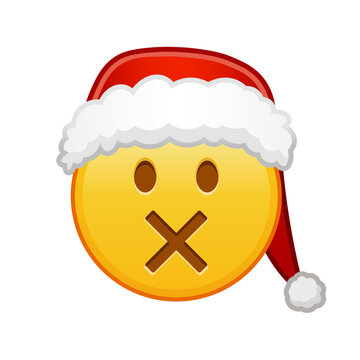 Christmas face with crossed-out mouth Large size of yellow emoji smile