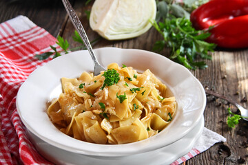 Krpice sa zeljem - Croatian pasta with caramelized cabbage