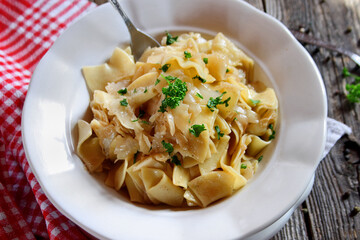 Krpice sa zeljem - Croatian pasta with caramelized cabbage