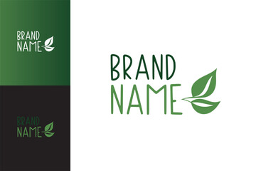 Logo nature, feuilles, branches vert. Logo sur fond blanc, couleur et noir. Vecteur, illustration pour logotype. Société, entreprise, marque. 