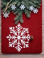 Fototapeta na wymiar Photo Of Christmas Festive Door Mat With A Snowflake Design