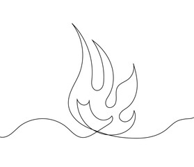 Fire in continuous line style. Flame line art vector illustration
