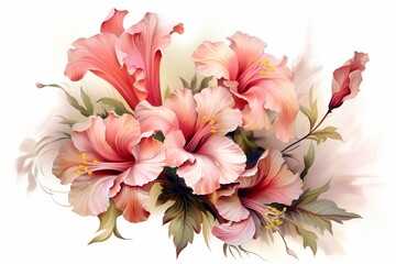 Delicate flower painting with a see-through effect in a PNG file. Generative AI