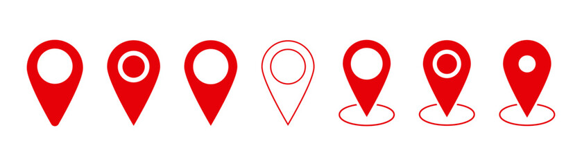 Pin icon set. Location icon set. Map pointer icon set.