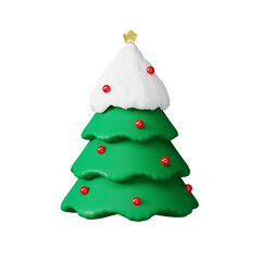 3D rendering Christmas tree model, isolated on transparent background.