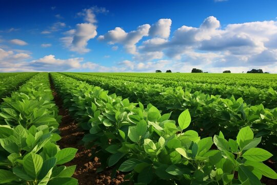 An eco-friendly soybean plantation. Generative AI