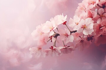 Beautiful cherry blossoms on a hazy backdrop. Generative AI