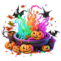 Halloween Clipart Design, Happy Halloween Day Clipart, Halloween Day composition, Generative AI

