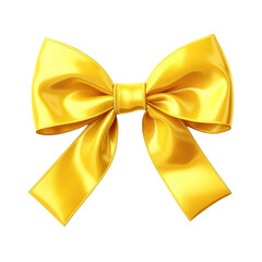yellow ribbon bow on transparent background