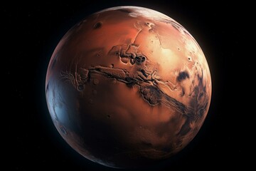 Stunning Mars scenery, appearing incredibly lifelike. A 3D visual masterpiece showcasing the grandeur of the red planet. Generative AI