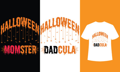 Halloween momster & dadcula t-shirt design template.