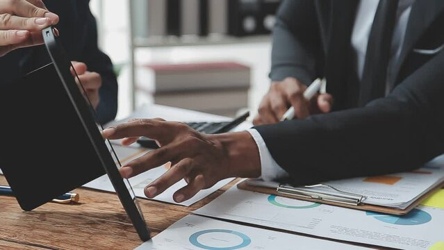 Team of business people working together in the meeting room office, teamwork background charts and graphs banner, double exposure successful teamwork,business planning concept.