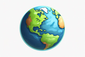 Naklejka premium Simple Earth Charm: Cartoon Style with Minimal Details on a Clean White Background