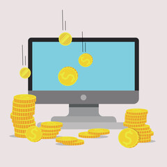 laptop computer with money