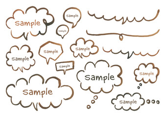 水彩の筆で描いた温かそうな手描き吹き出し