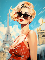 Woman Wearing Sunglasses And Red Dress