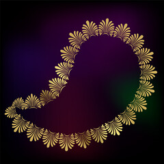 Paisley frame rangoli indian abstract decorative design golden vector illustration isolated
