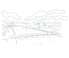 Niigata Japan vector sketch city illustration line art sketch