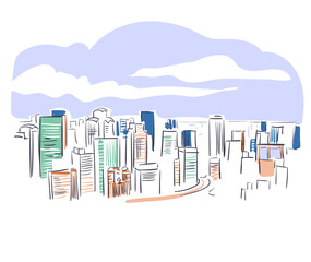 Osaka Japan vector sketch city illustration line art sketch