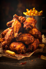 Naklejka premium Generative AI illustration of delicious homemade roast chicken