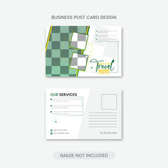 Postcard design template creative travel agency postcard design