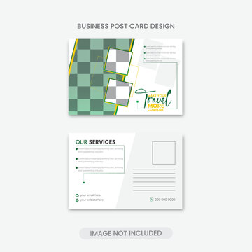 Postcard design template creative travel agency postcard design