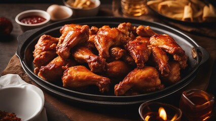 Deliciously looking hot and spicy chicken wings 
