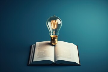 Book cover with a light bulb, realistic and modern. Generative AI - obrazy, fototapety, plakaty