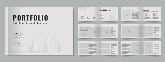 Landscape architecture portfolio layout design portfolio brochure template - obrazy, fototapety, plakaty