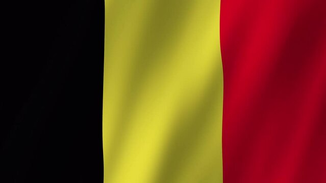 Belgium Flag. National 3d Belgium flag waving. Flag of Belgium footage video waving in wind. Belgian flags 4K Animation